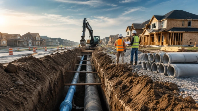 Obra de urbanización residencial con acometidas de servicios